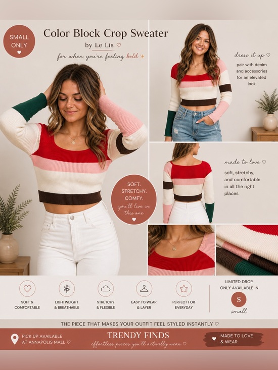 Le Lis Sweaters - NEW Le Lis Striped Off-Shoulder Cropped Sweater - SMALL